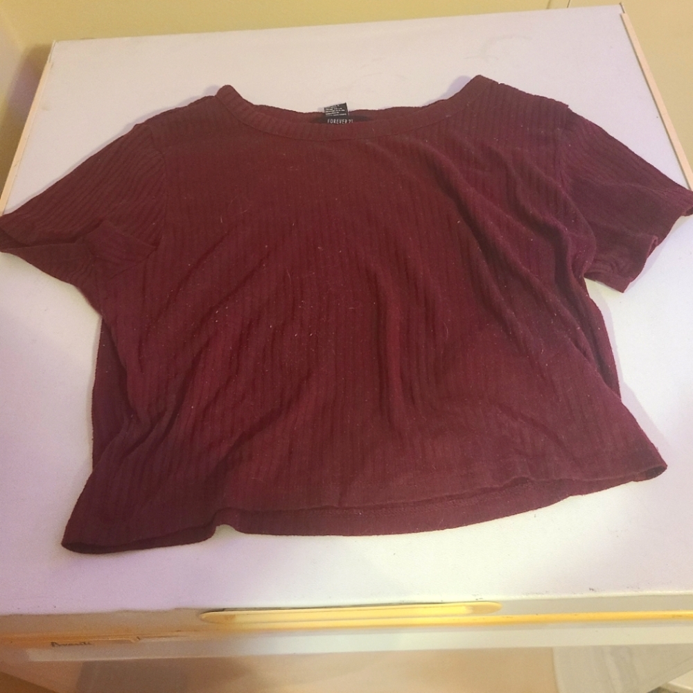 Forever21 red ribbed crop top L